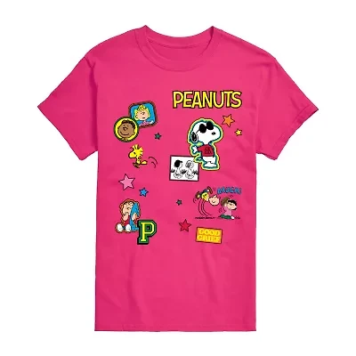 Peanuts Patch Tee Womens Crew Neck Short Sleeve Regular Fit Snoopy Juniors Graphic T-Shirt