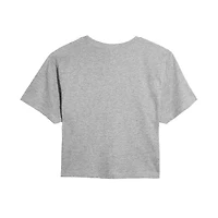 Peanuts Snoopy Heart Flag Cropped Tee Womens Crew Neck Short Sleeve Regular Fit Juniors Graphic T-Shirt