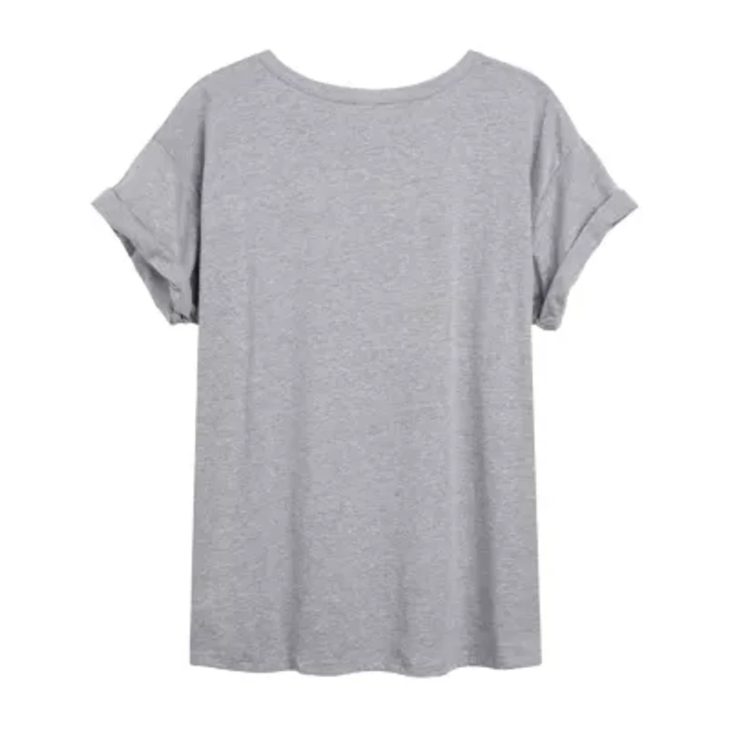 Peanuts Snoopy Be Happy Tee Womens Crew Neck Short Sleeve Oversized Juniors Graphic T-Shirt
