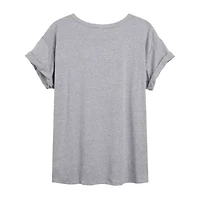 Peanuts Snoopy Be Happy Tee Womens Crew Neck Short Sleeve Oversized Juniors Graphic T-Shirt