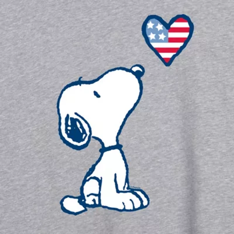 Peanuts Snoopy Flag Heart Tee Womens Crew Neck Short Sleeve Oversized Juniors Graphic T-Shirt