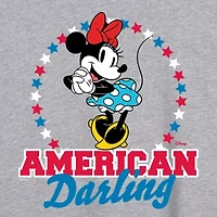 Disney Minnie Mouse American Darling Tee Womens Crew Neck Short Sleeve Oversized Mickey and Friends Juniors Graphic T-Shirt