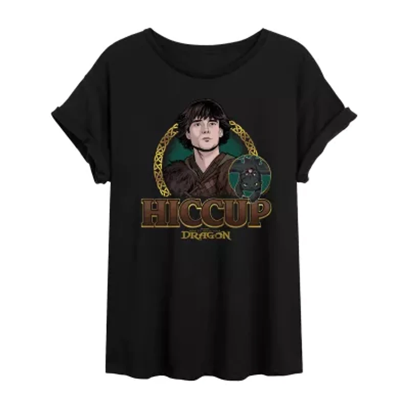 How To Train Your Dragon Hiccup Tee Womens Crew Neck Short Sleeve Oversized Juniors Graphic T-Shirt