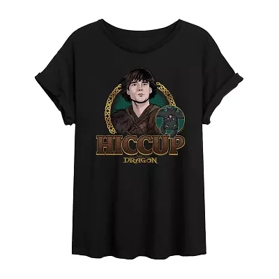How To Train Your Dragon Hiccup Tee Womens Crew Neck Short Sleeve Oversized Juniors Graphic T-Shirt