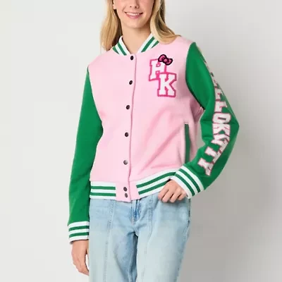 Hello Kitty And Friends Varsity Bomber Fleece Jacket Womens Midweight Juniors
