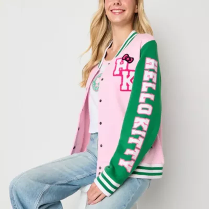 Hello Kitty And Friends Varsity Bomber Fleece Jacket Womens Midweight Juniors