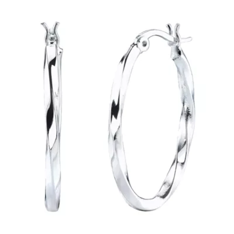 Sterling Silver Twisted Hoop Earrings