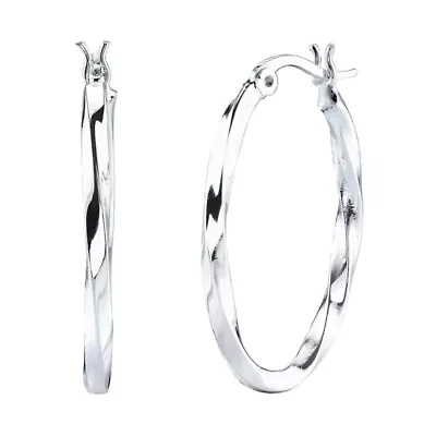 Sterling Silver Twisted Hoop Earrings