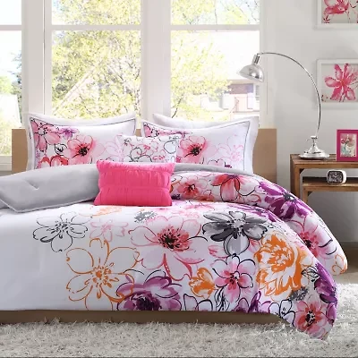 Intelligent Design Ashley Antimicrobial Floral Comforter Set with decorative pillows