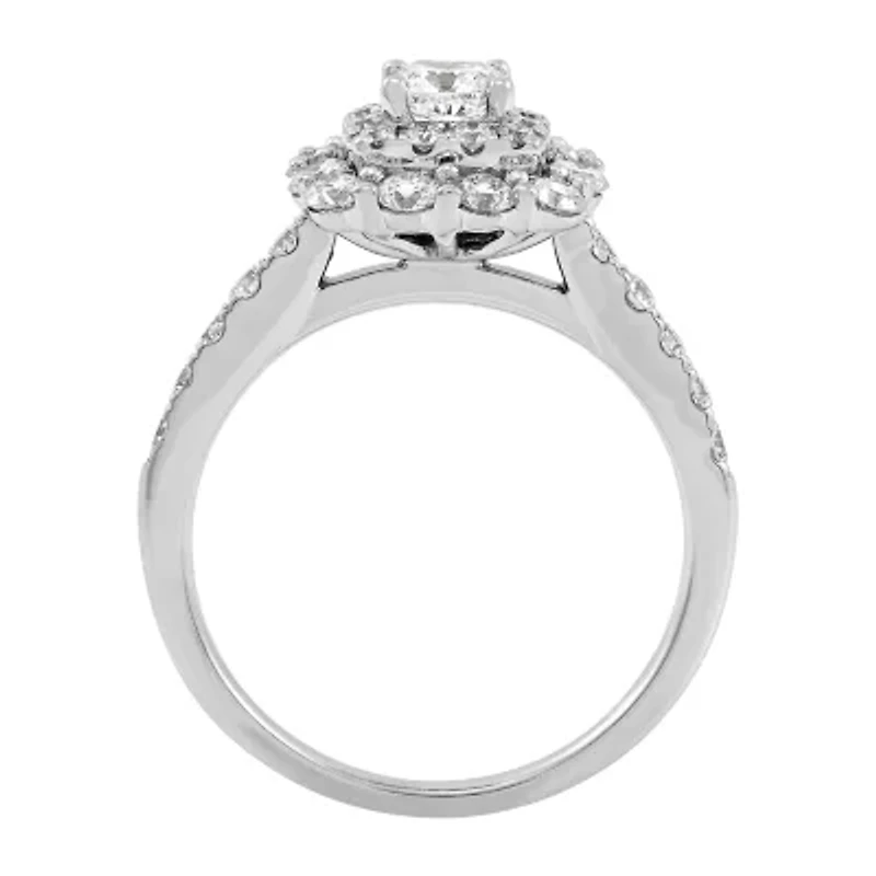 Womens 1 1/2 CT. T.W. Genuine White Diamond 14K White Gold Engagement Ring