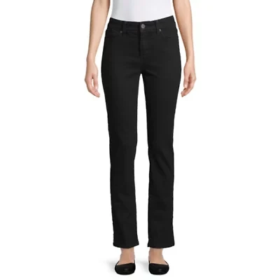 St. John's Bay Womens Petite Mid Rise Straight Leg Jean