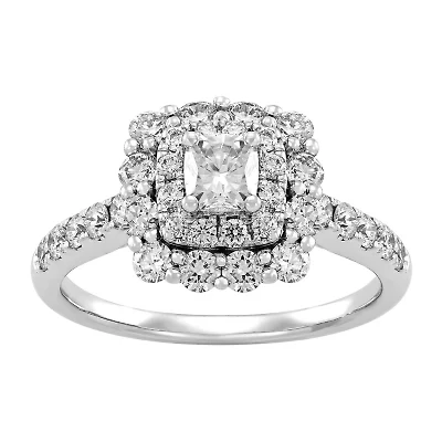 Womens 1 1/2 CT. T.W. Genuine White Diamond 14K White Gold Engagement Ring