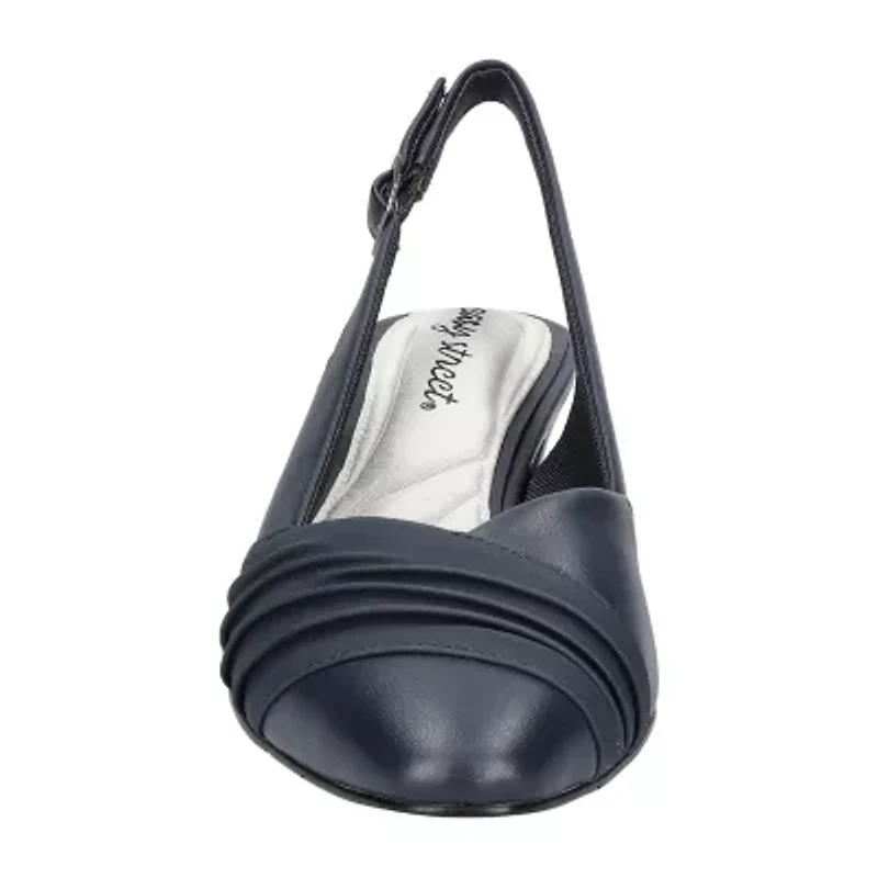 Easy Street Bates Womens Round Block Heel Pumps