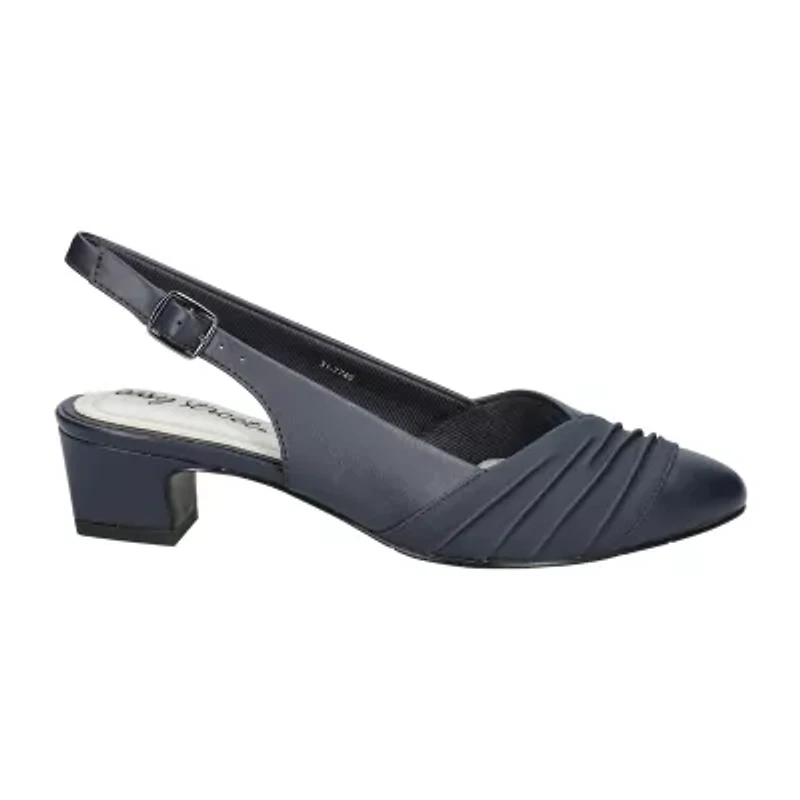 Easy Street Bates Womens Round Block Heel Pumps