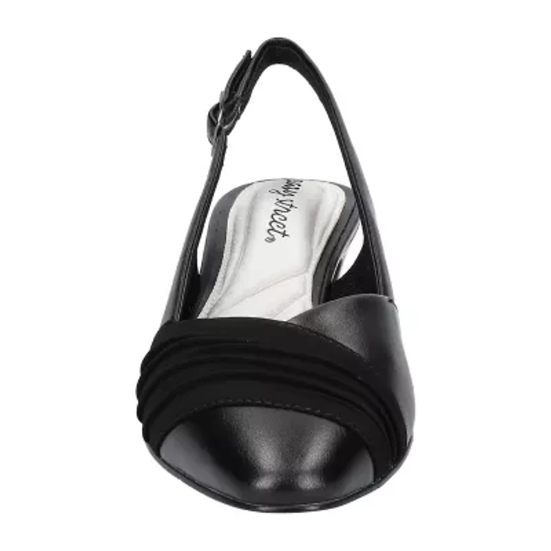 Easy Street Bates Womens Round Block Heel Pumps