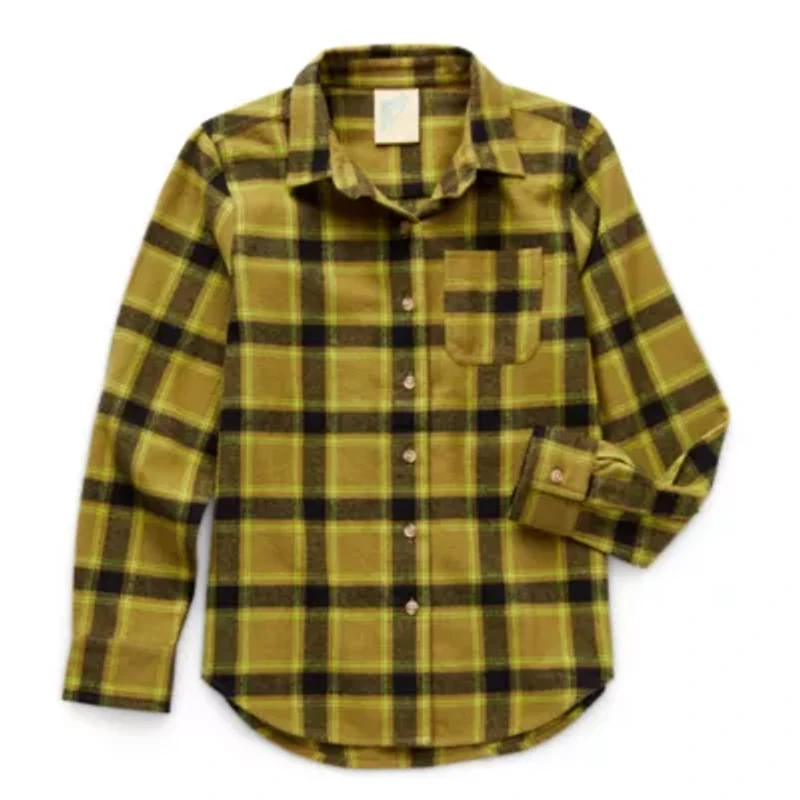 Thereabouts Little & Big Kid Girls Long Sleeve Regular Fit Flannel Shirt
