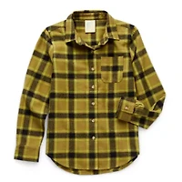 Thereabouts Little & Big Kid Girls Long Sleeve Regular Fit Flannel Shirt