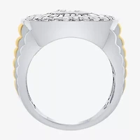 Mens 2 CT. T.W. Natural White Diamond 10K Two Tone Gold Cushion Cluster Halo Fashion Ring