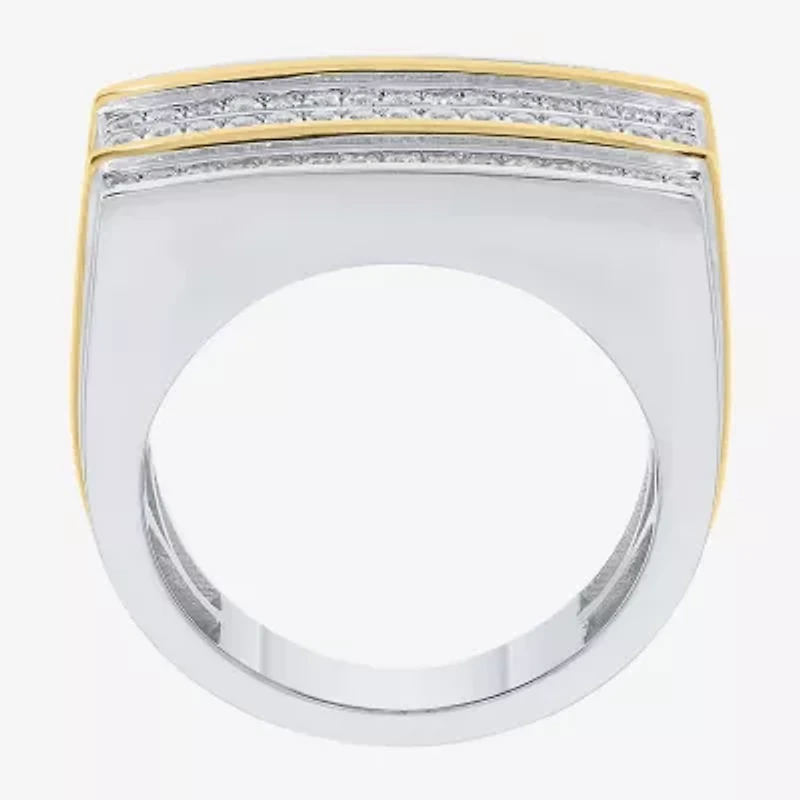 Mens 1 CT. T.W. Natural White Diamond Sterling Silver Fashion Ring