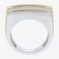 Mens 1 CT. T.W. Natural White Diamond Sterling Silver Fashion Ring