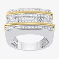 Mens 1/ CT. T.W. Natural White Diamond Sterling Silver Fashion Ring