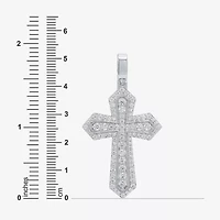 Mens 2 CT. T.W. Natural White Diamond 10K Gold 10K White Gold Cross Pendant