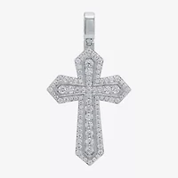 Mens 2 CT. T.W. Natural White Diamond 10K Gold 10K White Gold Cross Pendant