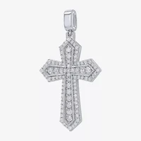 Mens 2 CT. T.W. Natural White Diamond 10K Gold 10K White Gold Cross Pendant