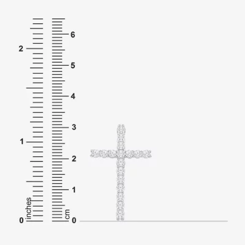 (I / I1) Mens 1 1/2 CT. T.W. Lab Grown White Diamond 10K Gold 10K White Gold Cross Pendant