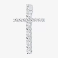 (I / I1) Mens 1 1/2 CT. T.W. Lab Grown White Diamond 10K Gold 10K White Gold Cross Pendant