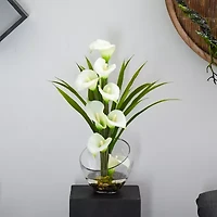 15.5" Calla Lily and Grass Artificial Arrangement in Vase