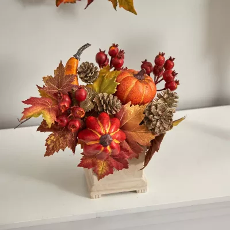 Pumpkin, Gourd, Berry and Maple Leaf Artificial Arrangement