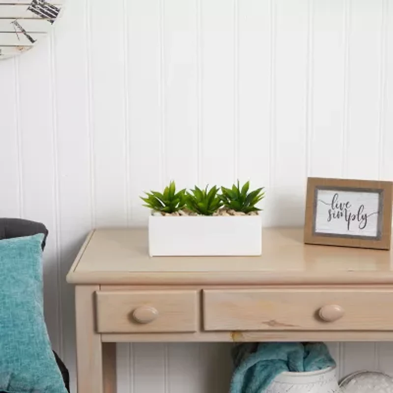 Nearly Natural Agave Succulent In Rectangular Planter Artificial Plant