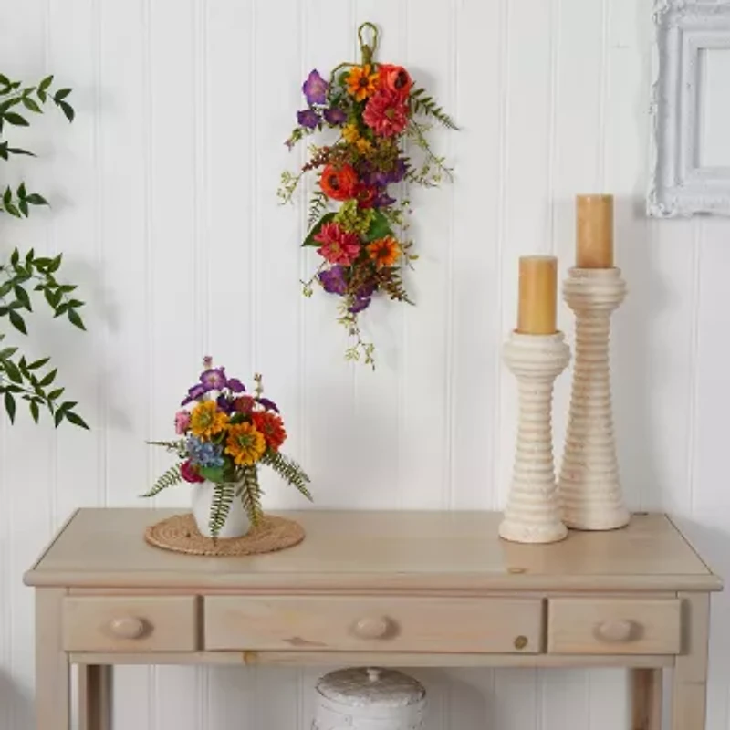 Nearly Natural Garden Flower Teardrop Artificial Flowers