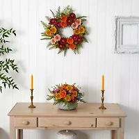 Nearly Natural Mixed Flower Wreath Artificial Flowers