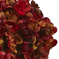 Nearly Natural 8.5"H Hydrangea Silk Flower Arrangement With Glass Vase Artificial Flowers