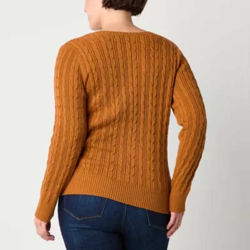 St. John's Bay Tall Womens V Neck Long Sleeve Pullover Sweater