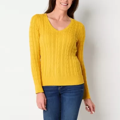 St. John's Bay Tall Womens V Neck Long Sleeve Pullover Sweater