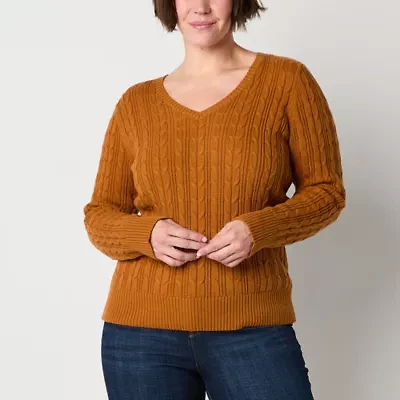 St. John's Bay Tall Womens V Neck Long Sleeve Pullover Sweater