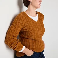 St. John's Bay Tall Womens V Neck Long Sleeve Pullover Sweater