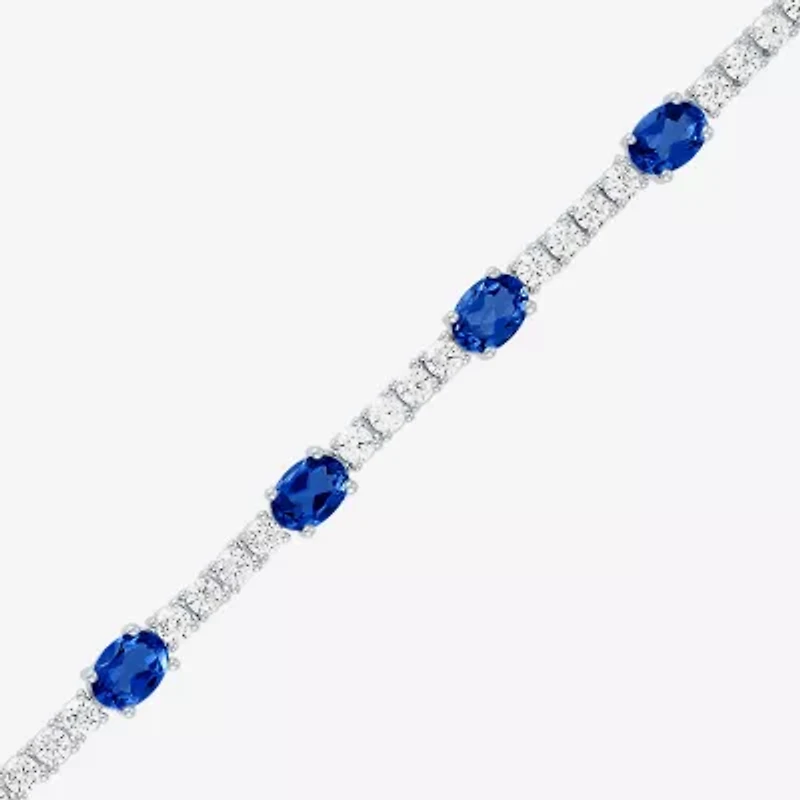 Gemstone Pure Silver Over Brass Tennis Bracelet