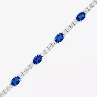 Gemstone Pure Silver Over Brass Tennis Bracelet