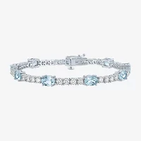 Gemstone Pure Silver Over Brass Tennis Bracelet