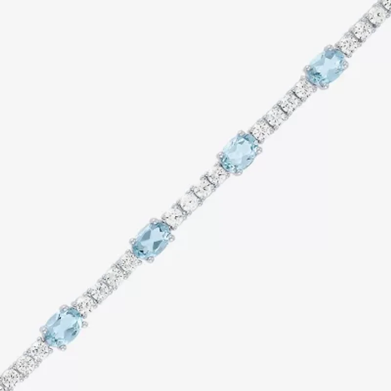 Gemstone Pure Silver Over Brass Tennis Bracelet