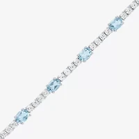 Gemstone Pure Silver Over Brass Tennis Bracelet