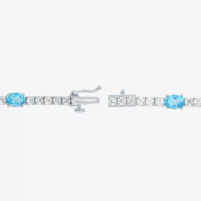 Gemstone Pure Silver Over Brass Tennis Bracelet