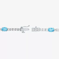 Gemstone Pure Silver Over Brass Tennis Bracelet