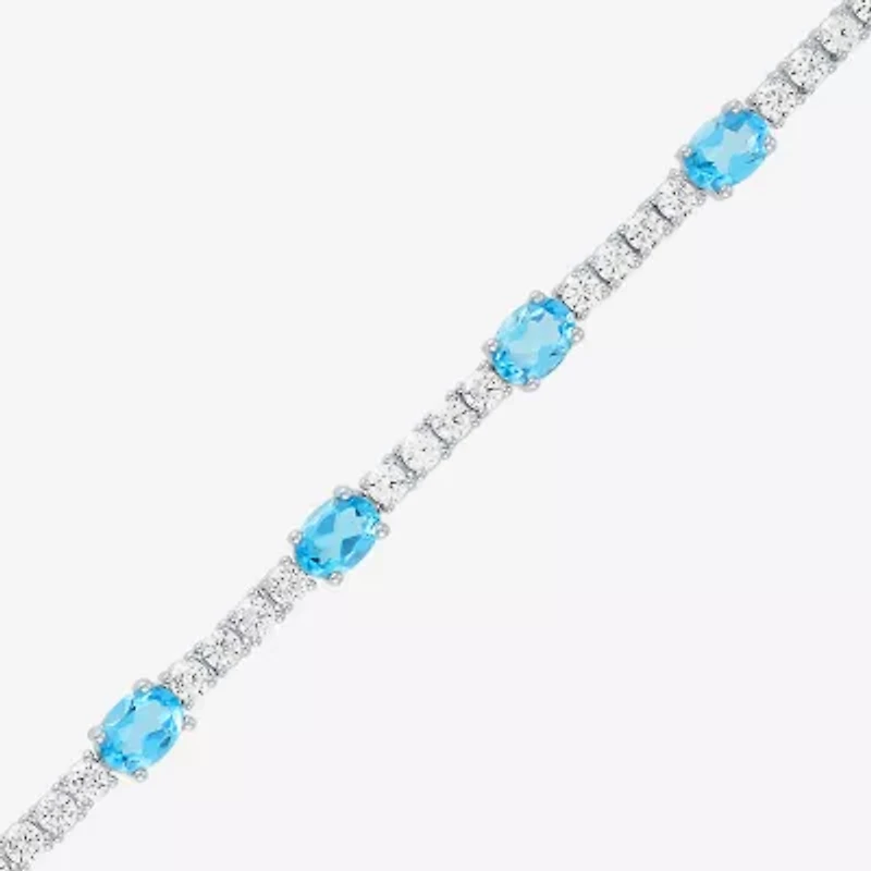 Gemstone Pure Silver Over Brass Tennis Bracelet