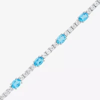 Gemstone Pure Silver Over Brass Tennis Bracelet