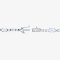 Gemstone Pure Silver Over Brass Tennis Bracelet